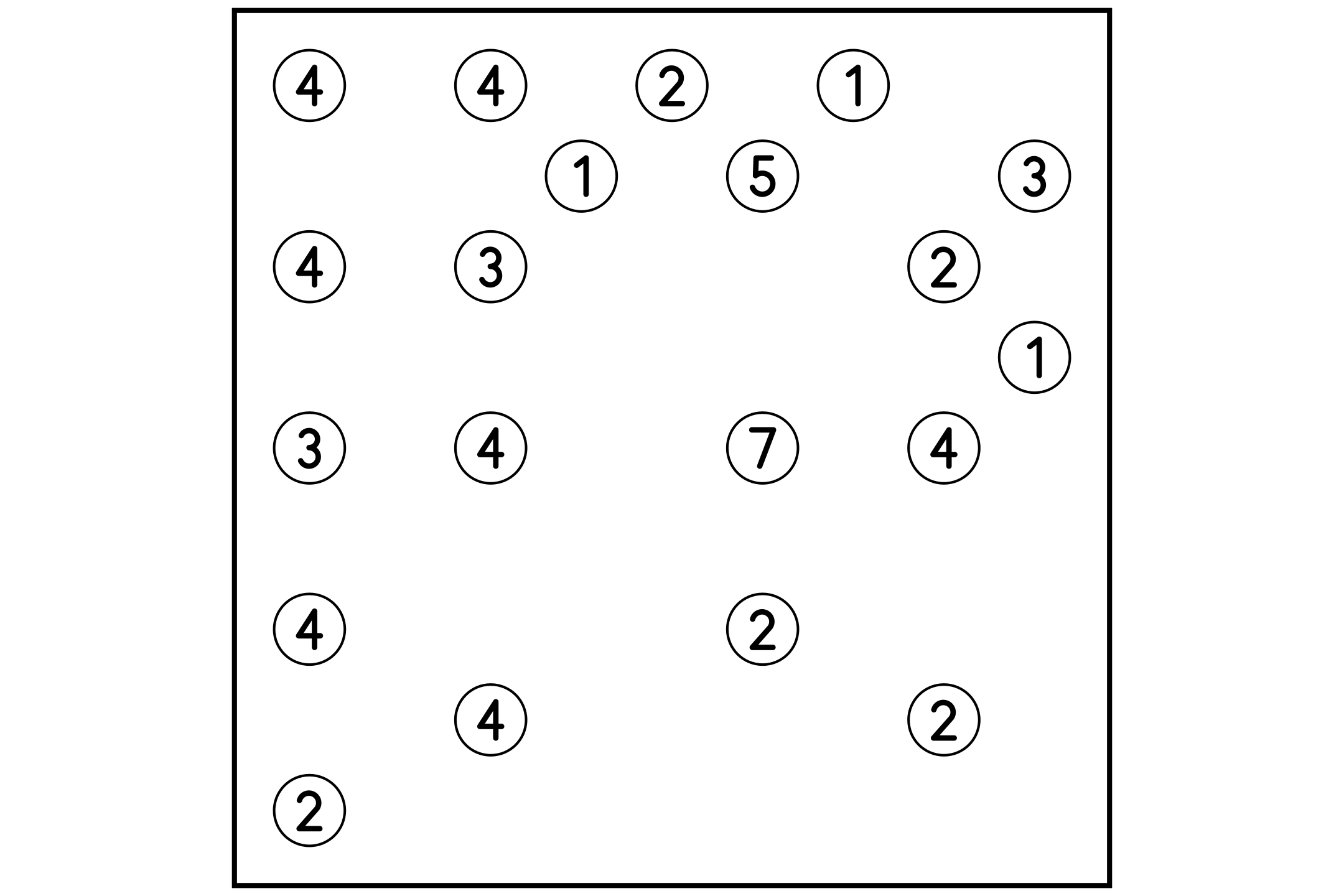 A 9x9 Hashi puzzle, ready to print.