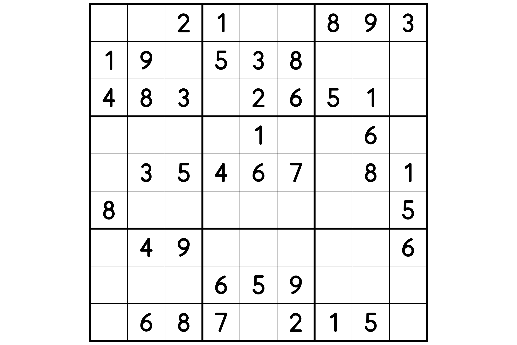 An easy 9x9 sudoku puzzle, ready to print.