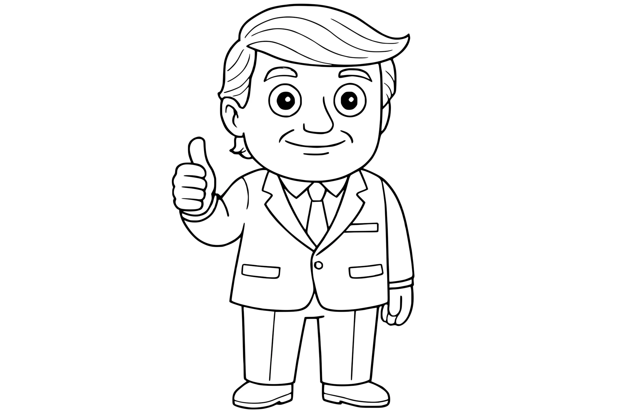 Donald Trump smiling, wearing a suit and tie, giving a thumbs up with one hand.