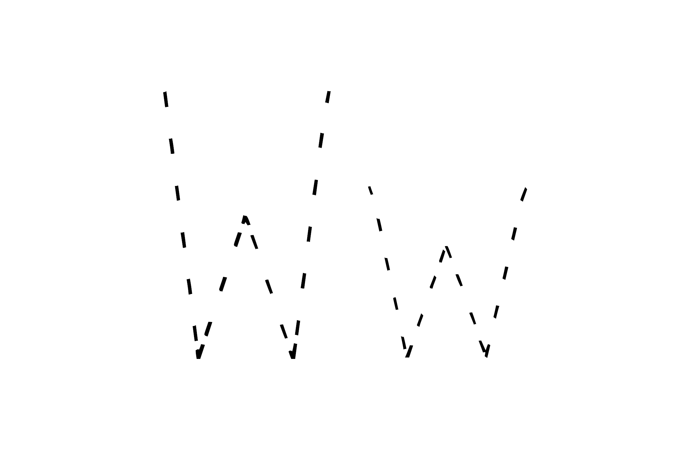 Dashed outline of uppercase W and lowercase w in the center on a white background.
