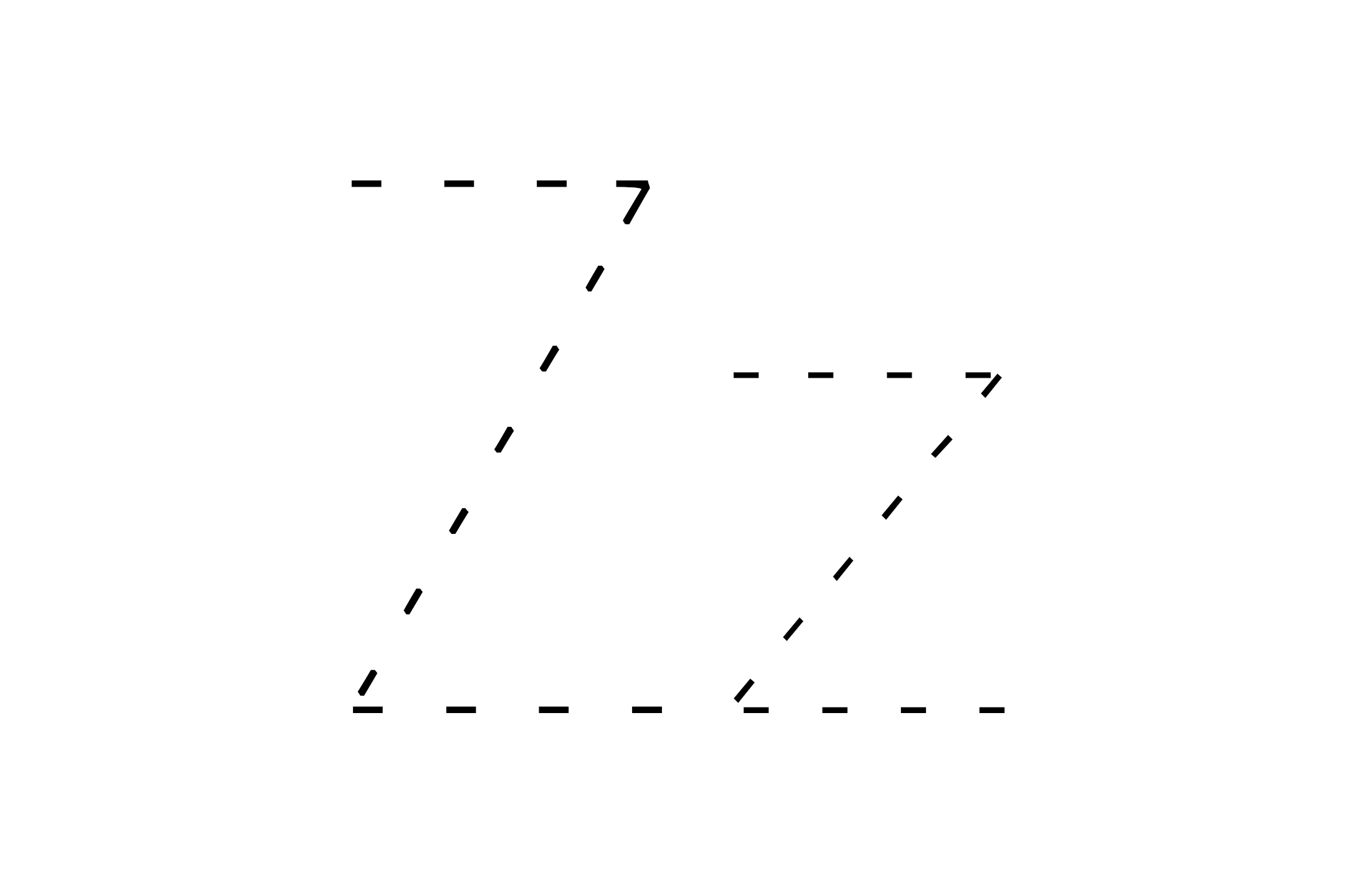 Dashed outline of uppercase Z and lowercase z in the center on a white background.