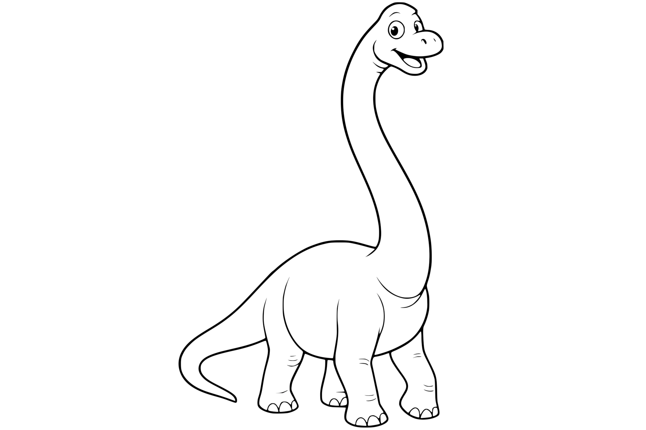Brachiosaurus Dinosaur with four legs, a long neck, small head, and long tail.
