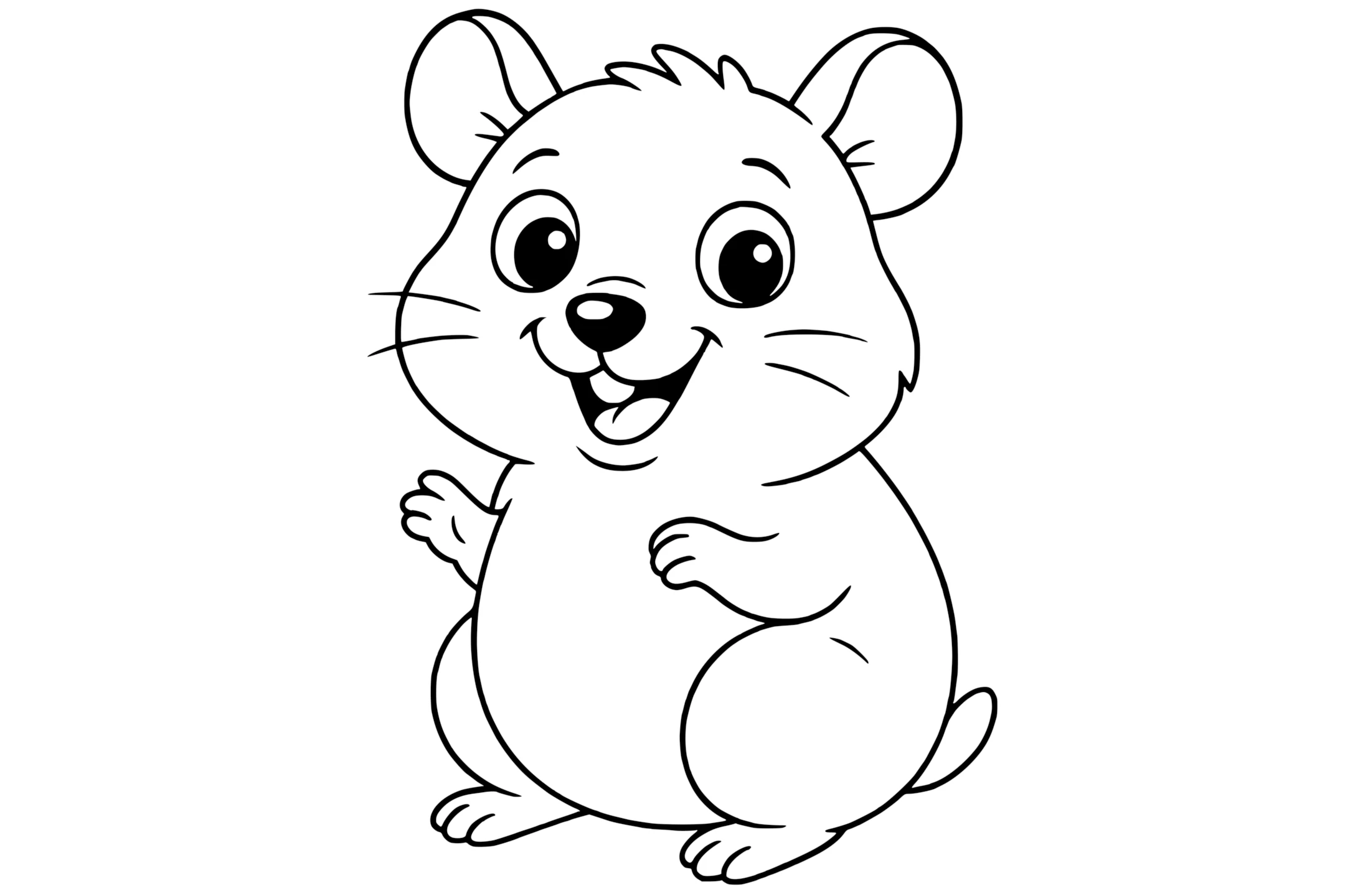 Hamster with round cheeks, big eyes, small paws, and short whiskers.