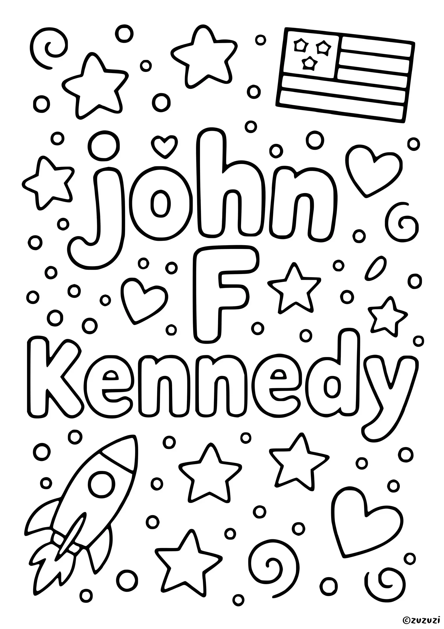 John F Kennedy Coloring Pages Zuzuzi