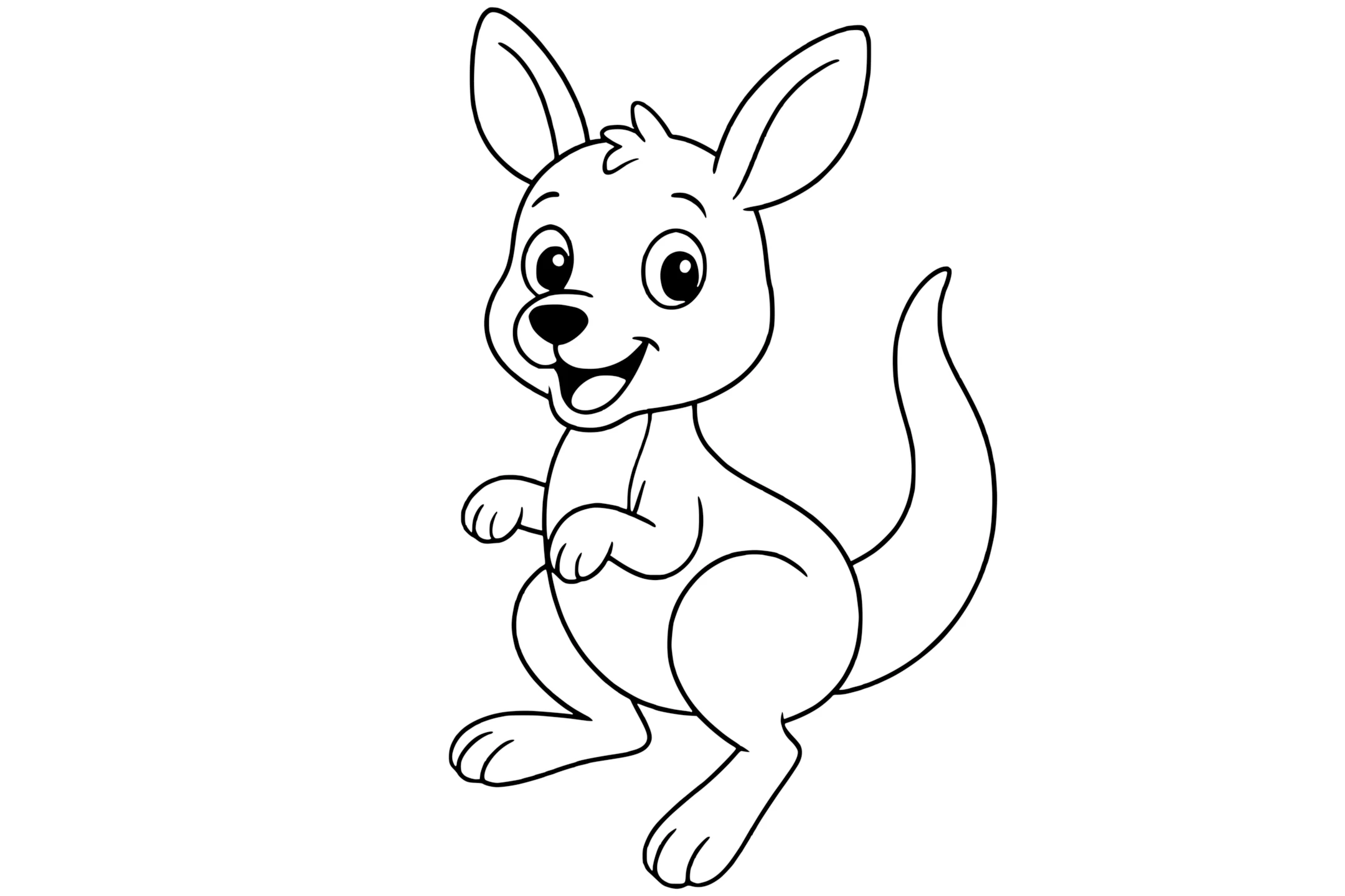 Kangaroo with big ears, a long tail, and raised front paws.