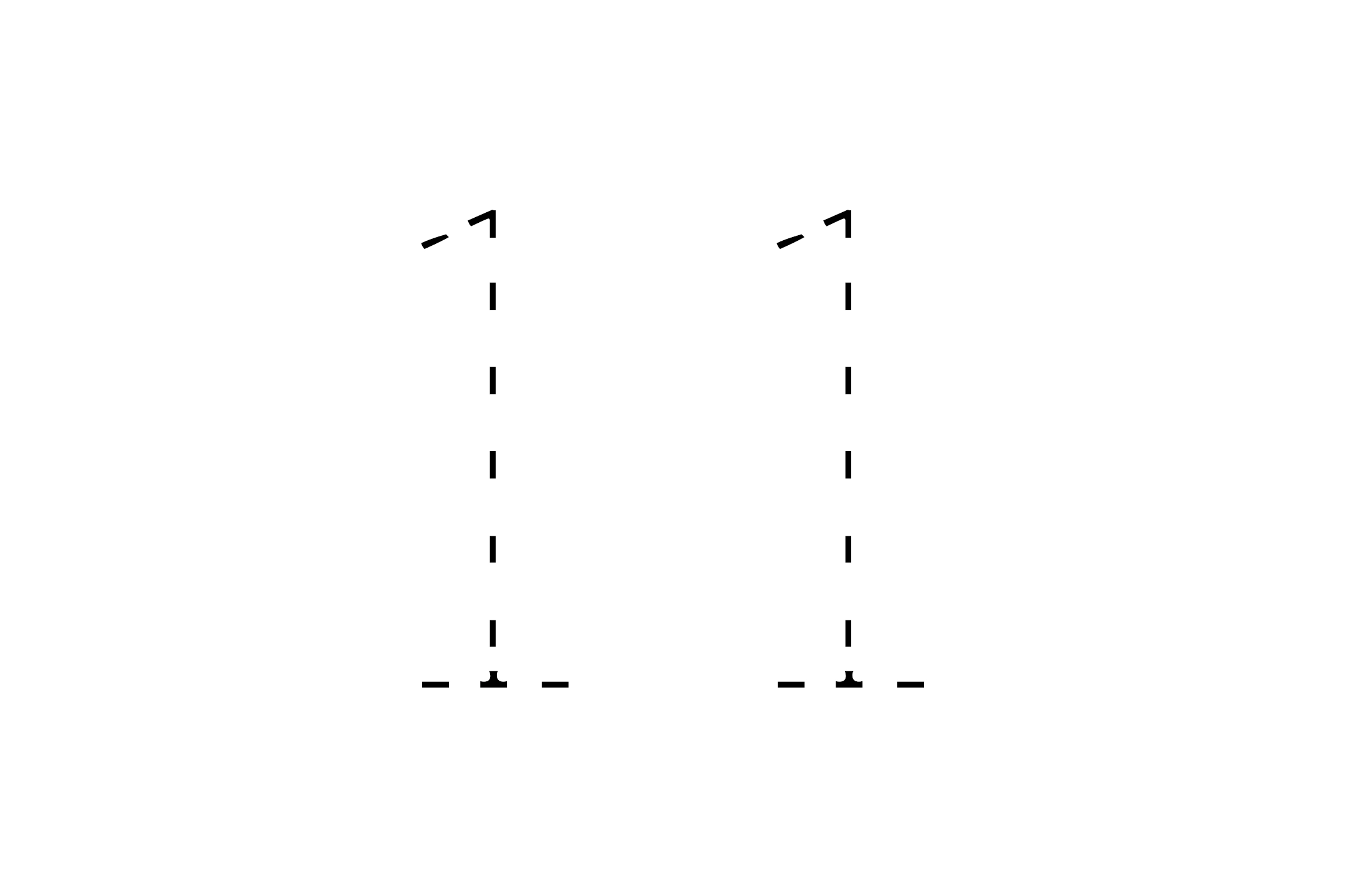 Large dotted outline of the number 11 in the center on a white background.