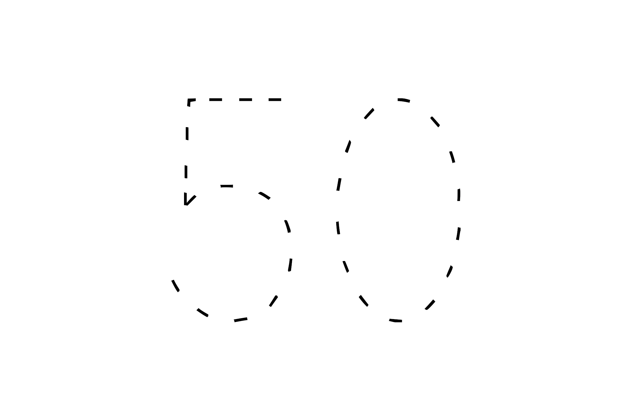 Large dotted outline of the number 50 in the center on a white background.