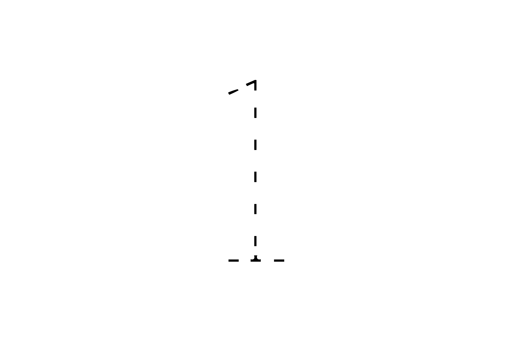 Large dotted outline of the number 1 in the center on a white background.