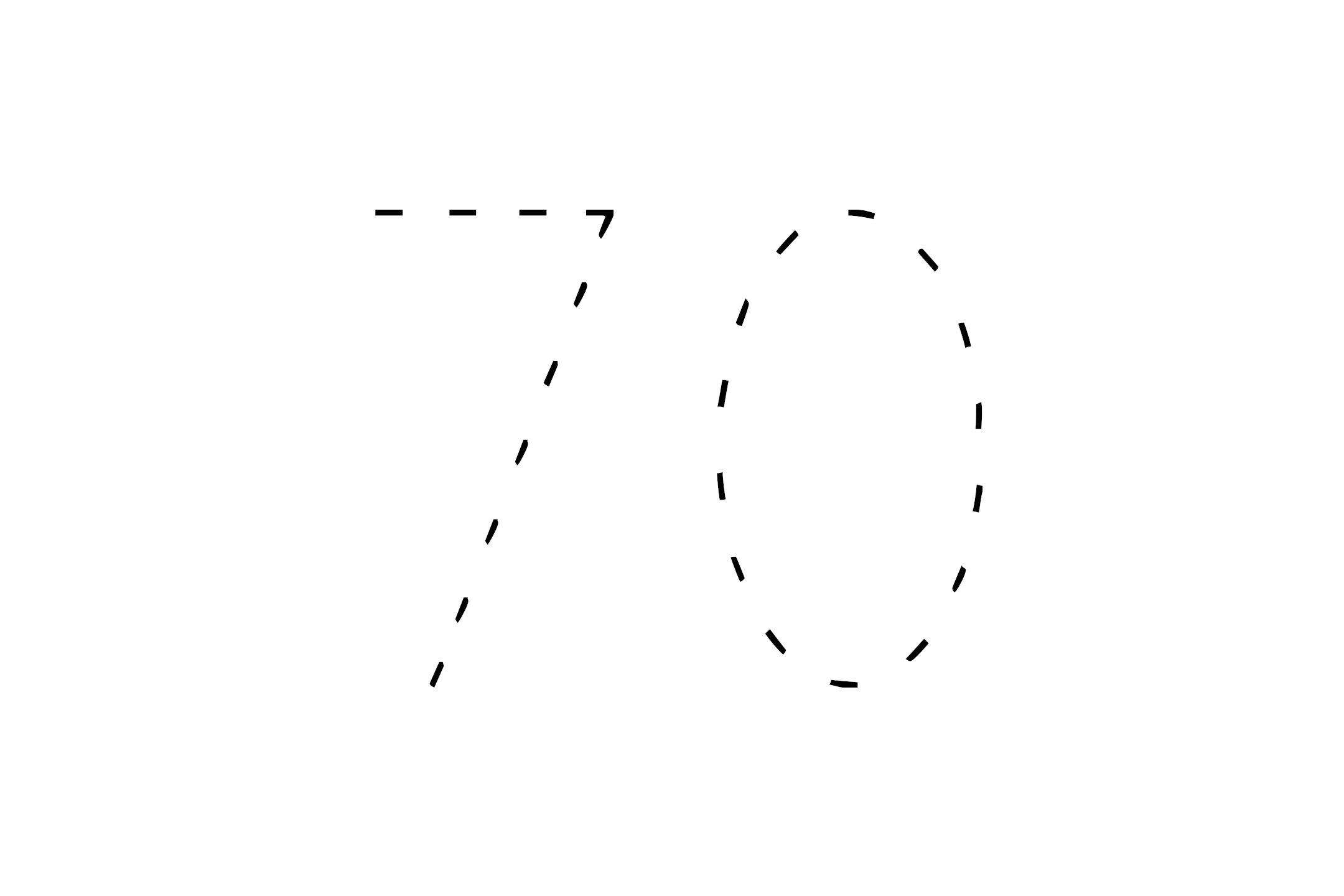 Large dotted outline of the number 70 in the center on a white background.