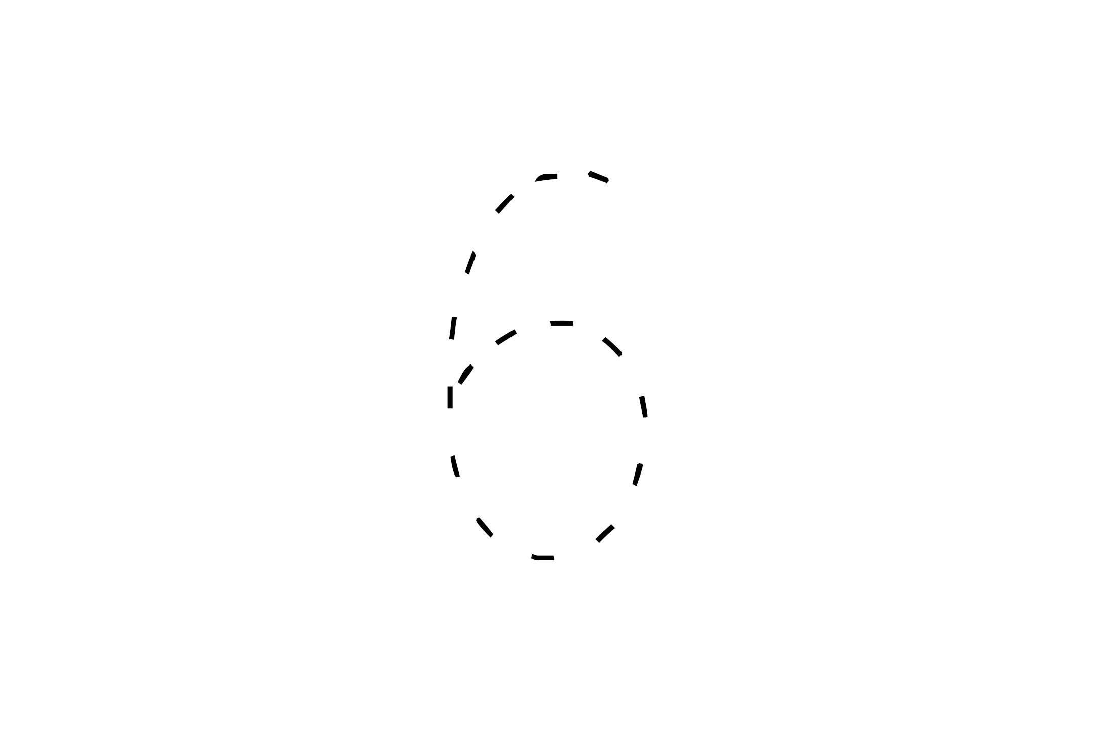 Large dotted outline of the number 6 in the center on a white background.