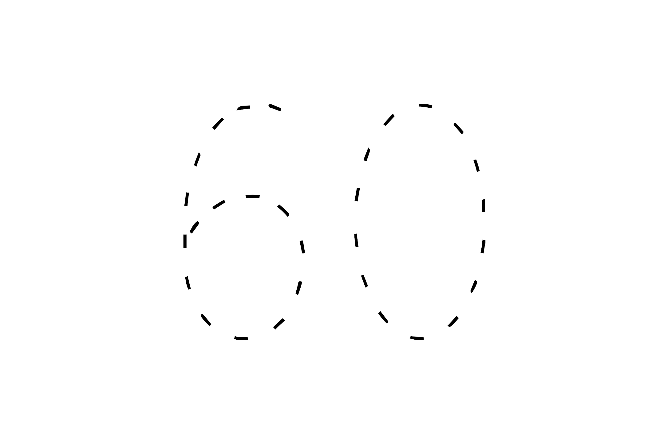 Large dotted outline of the number 60 in the center on a white background.