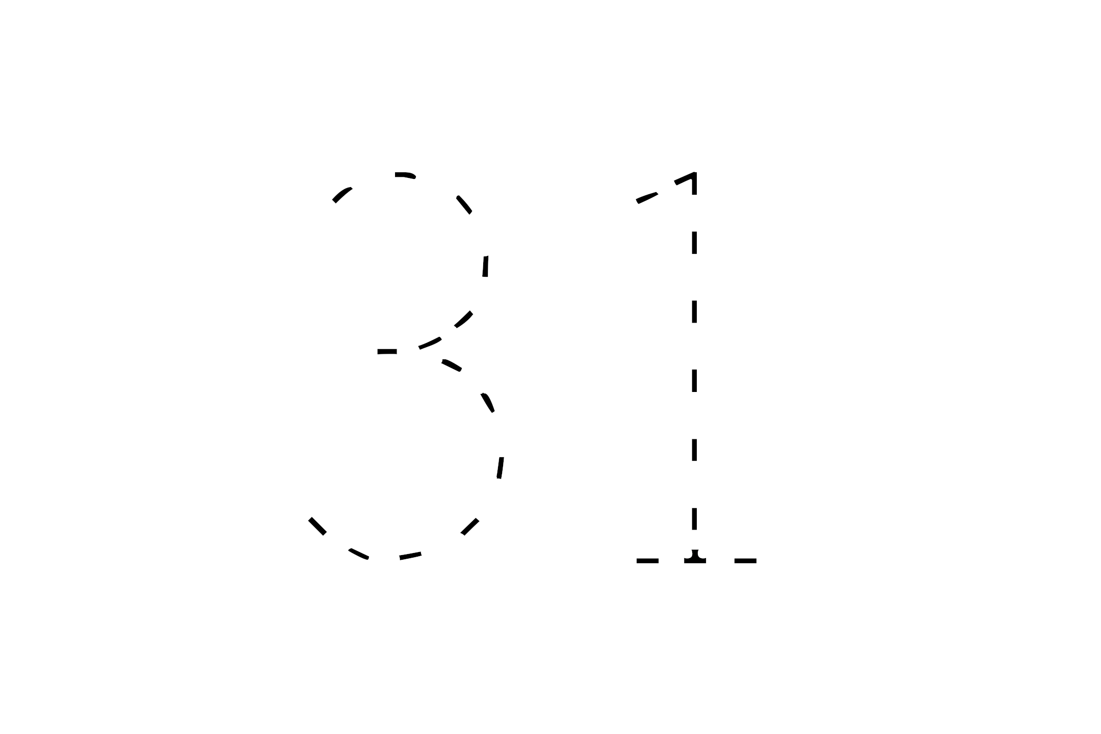 Large dotted outline of the number 31 in the center on a white background.