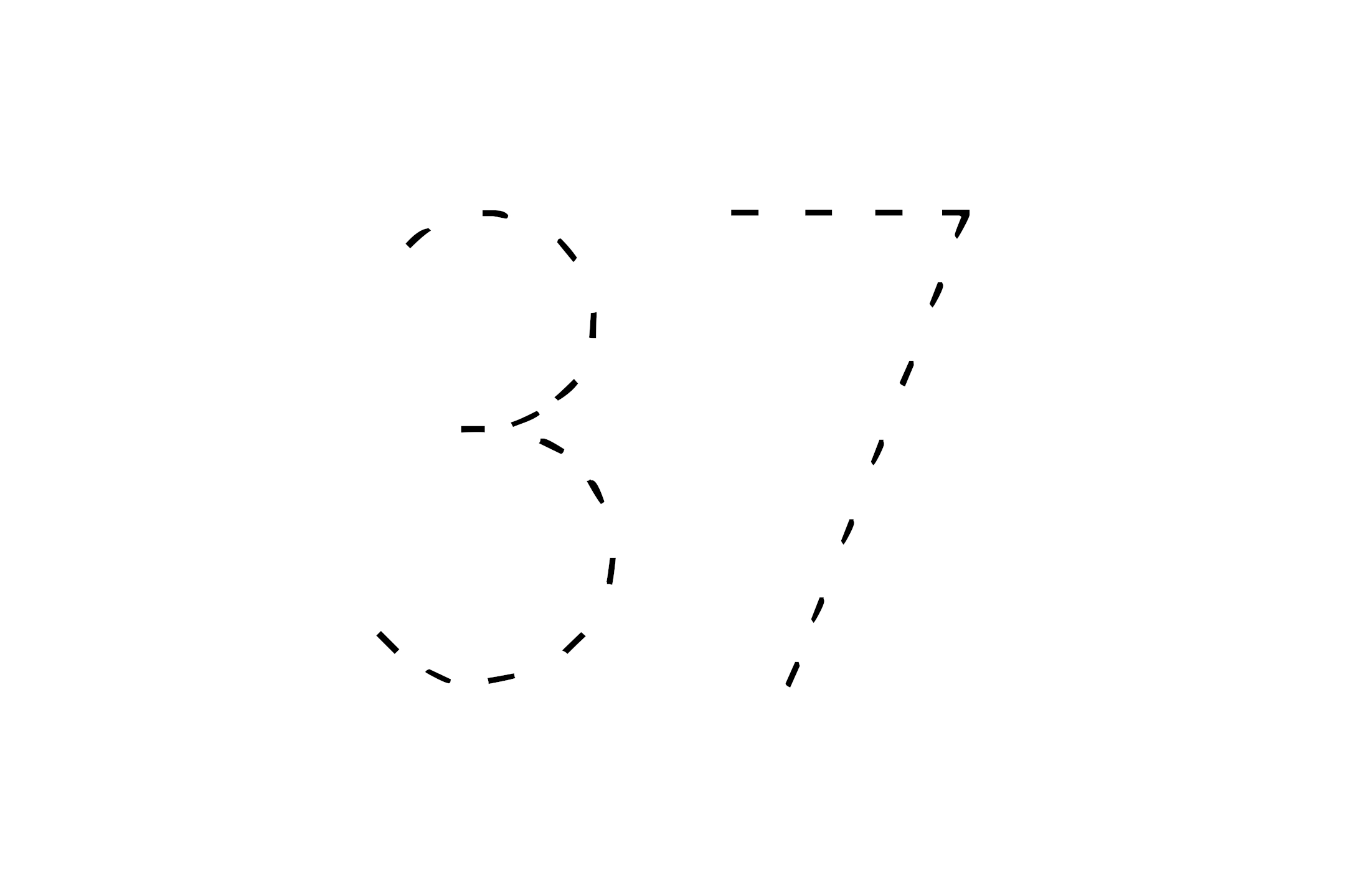 Large dotted outline of the number 37 in the center on a white background.