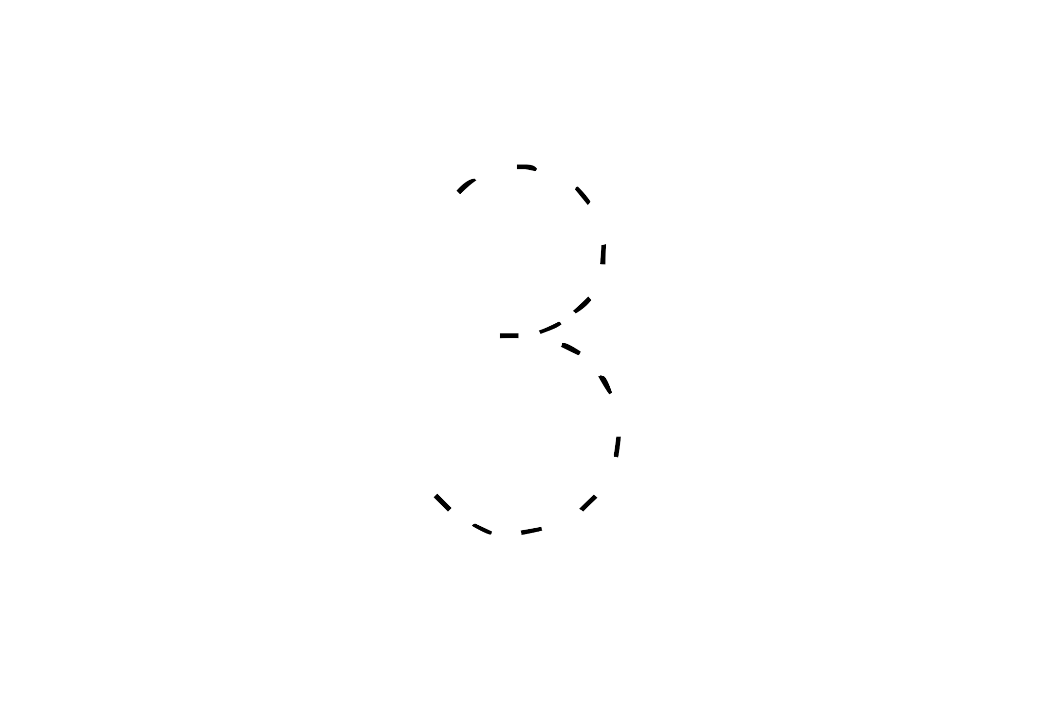 Large dotted outline of the number 3 in the center on a white background.