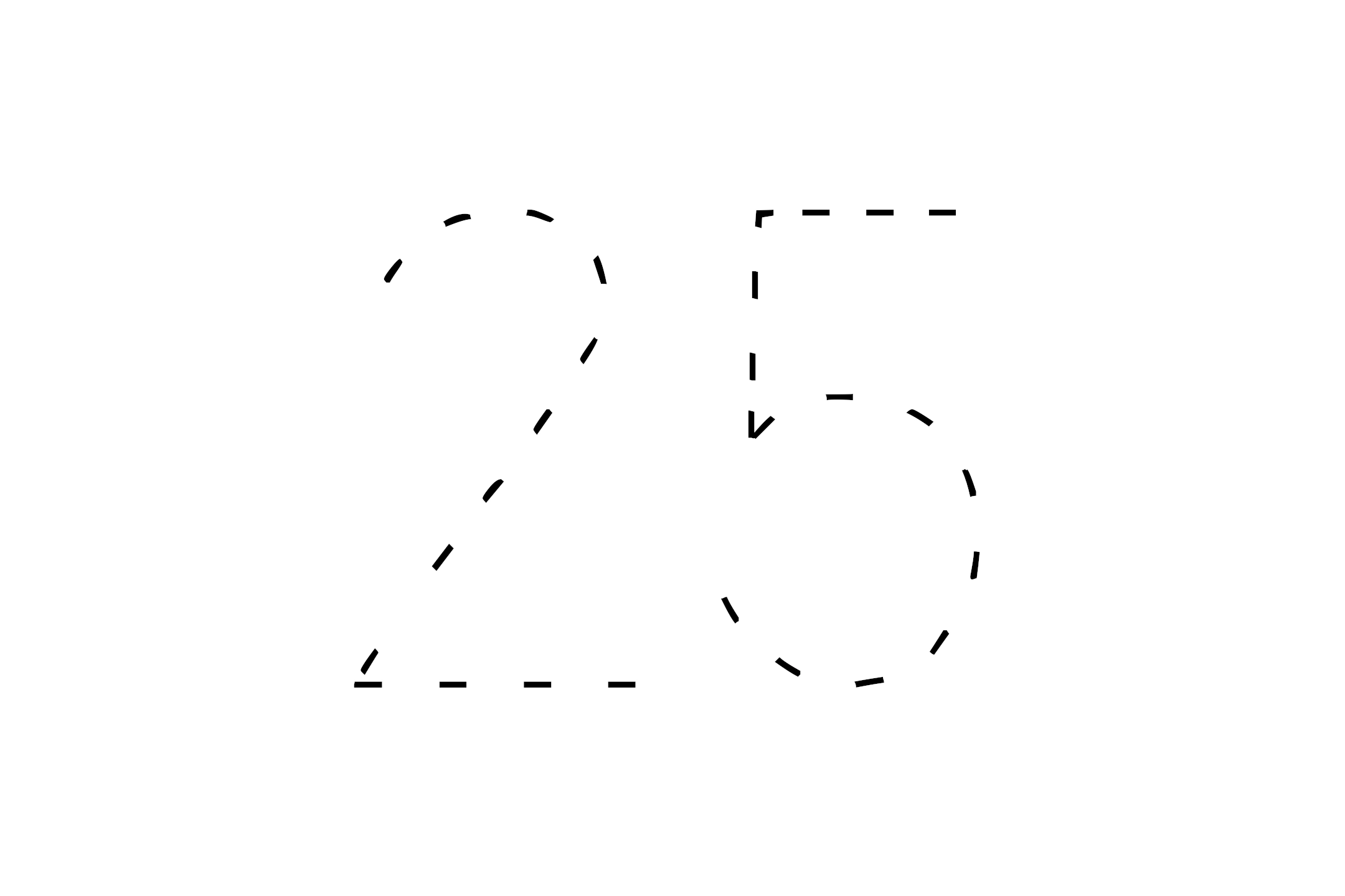 Large dotted outline of the number 25 in the center on a white background.