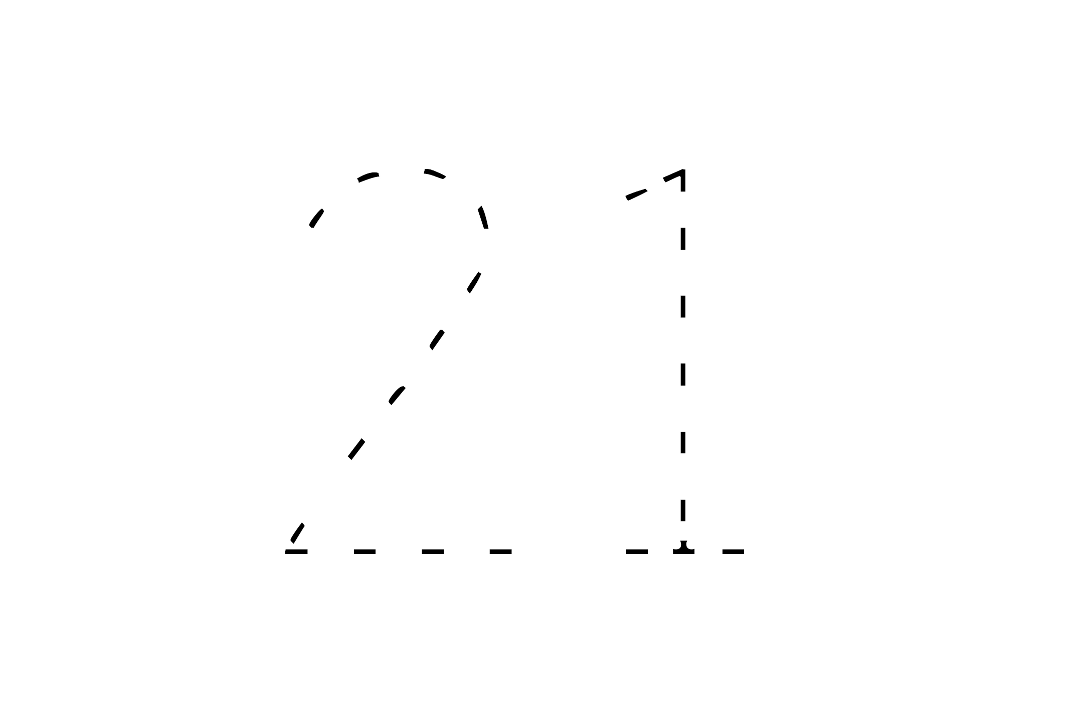 Large dotted outline of the number 21 in the center on a white background.