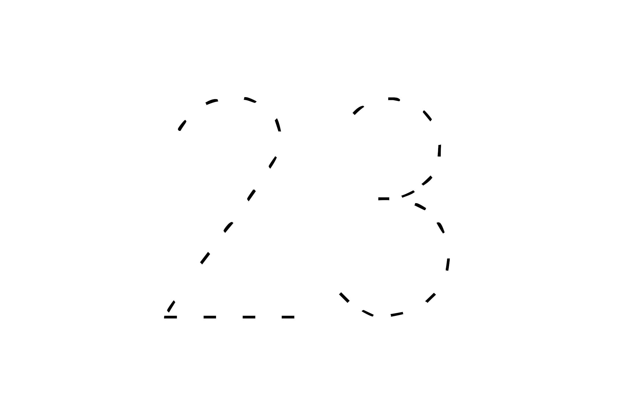 Large dotted outline of the number 23 in the center on a white background.
