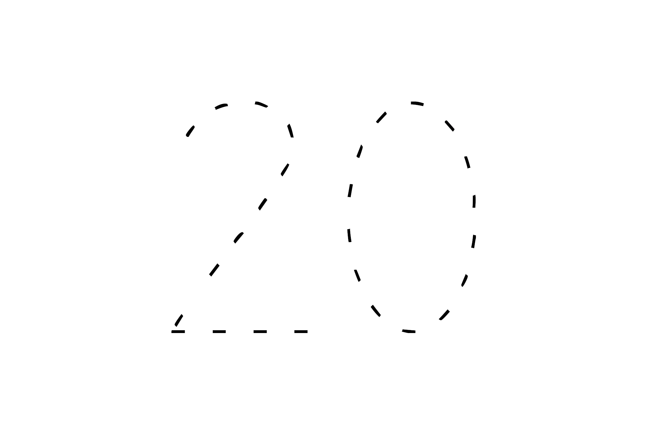 Large dotted outline of the number 20 in the center on a white background.