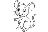 Rat with large round ears, long striped tail, whiskers, and two raised front paws.