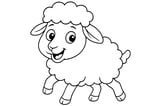 Sheep with fluffy wool, big eyes, ears, and four legs.