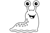 Slug with two large eye stalks, spotted body, and wavy base.