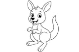 Kangaroo with big ears, a long tail, and raised front paws.