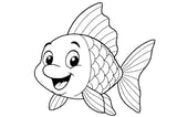 Goldfish with big eyes, flowing fins, detailed scales, and a large tail.