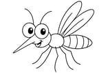 Mosquito with big eyes, long pointed nose, six legs, and two large wings.
