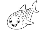 Whale Shark with a wide body, dotted pattern on the back, small fins, and a crescent-shaped tail.