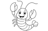Lobster with large claws, curved antennae, segmented body, and fan-shaped tail.