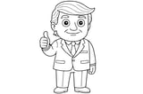 Donald Trump smiling, wearing a suit and tie, giving a thumbs up with one hand.