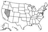 Map of the United States with Nevada highlighted using diagonal shading.
