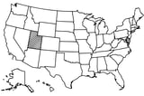 Map of the United States with Utah highlighted using diagonal shading.
