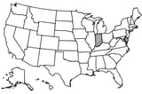 Map of the United States with Indiana highlighted using diagonal shading.
