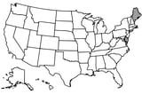Map of the United States with Maine highlighted using diagonal shading.