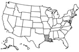 Map of the United States with Louisiana highlighted using diagonal shading.