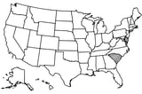 Map of the United States with South Carolina highlighted using diagonal shading.