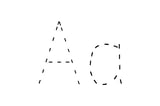 Dashed outline of uppercase A and lowercase a in the center on a white background.