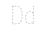 Dashed outline of uppercase D and lowercase d in the center on a white background.