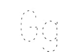Dashed outline of uppercase G and lowercase g in the center on a white background.