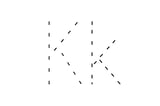Dashed outline of uppercase K and lowercase k in the center on a white background.