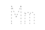 Dashed outline of uppercase M and lowercase m in the center on a white background.
