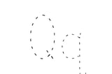 Dashed outline of uppercase Q and lowercase q in the center on a white background.
