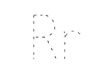 Dashed outline of uppercase R and lowercase r in the center on a white background.