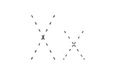 Dashed outline of uppercase X and lowercase x in the center on a white background.