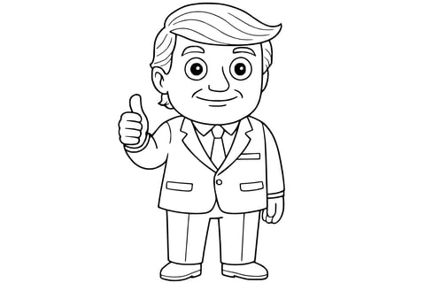 Donald Trump smiling, wearing a suit and tie, giving a thumbs up with one hand.