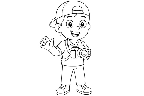 Photographer smiling and waving, wearing a cap and holding a camera strapped around the neck.