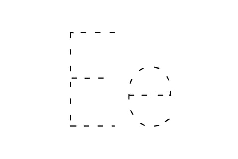 Dashed outline of uppercase E and lowercase e in the center on a white background.