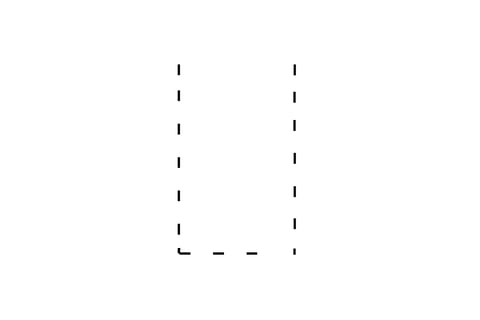 Dashed outline of uppercase L and lowercase l in the center on a white background.