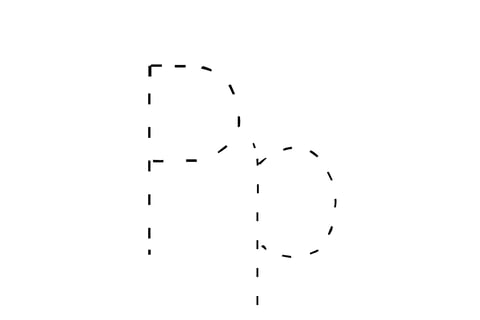 Dashed outline of uppercase P and lowercase p in the center on a white background.